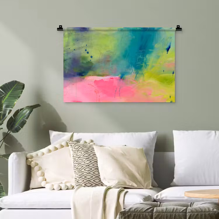 Abstract - Kleuren - Modern - Groen - Roze Wandkleed katoen klein -sfeer7