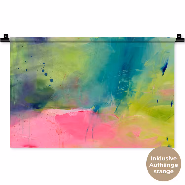 Abstract - Kleuren - Modern - Groen - Roze Wandkleed katoen klein -t3d_DE