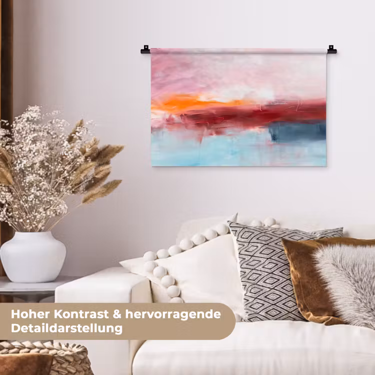 Abstract - Kleuren - Modern - Kunst - Roze Wandkleed katoen klein -tsfeer1_DE