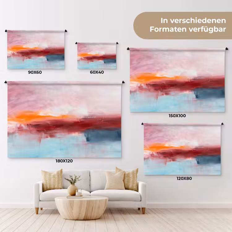 Abstract - Kleuren - Modern - Kunst - Roze Wandkleed katoen klein -tsfeer8_DE