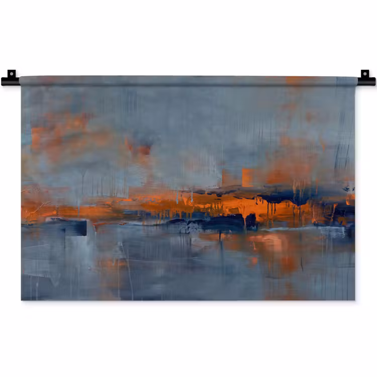 Abstract - Kleuren - Modern - Oranje - Grijs Wandkleed katoen klein -zz3d