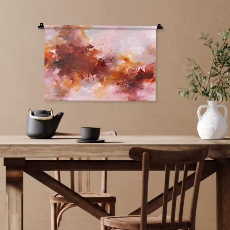 Abstract - Kleurrijk - Kunst - Modern - Roze-Rood Wandkleed katoen klein -sfeer6