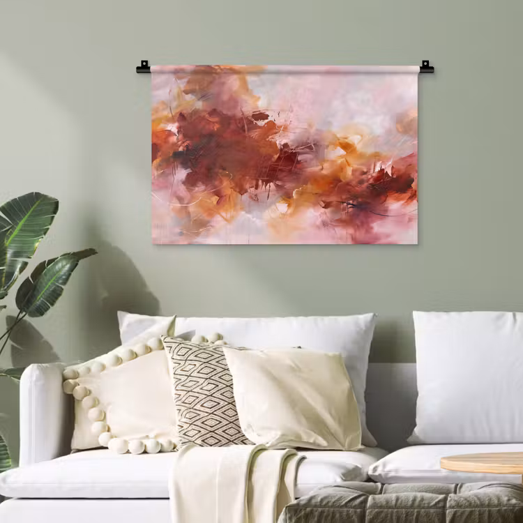 Abstract - Kleurrijk - Kunst - Modern - Roze-Rood Wandkleed katoen klein -sfeer7
