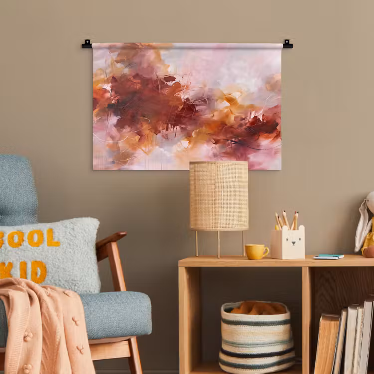 Abstract - Kleurrijk - Kunst - Modern - Roze-Rood Wandkleed katoen klein -wsfeer4_kind