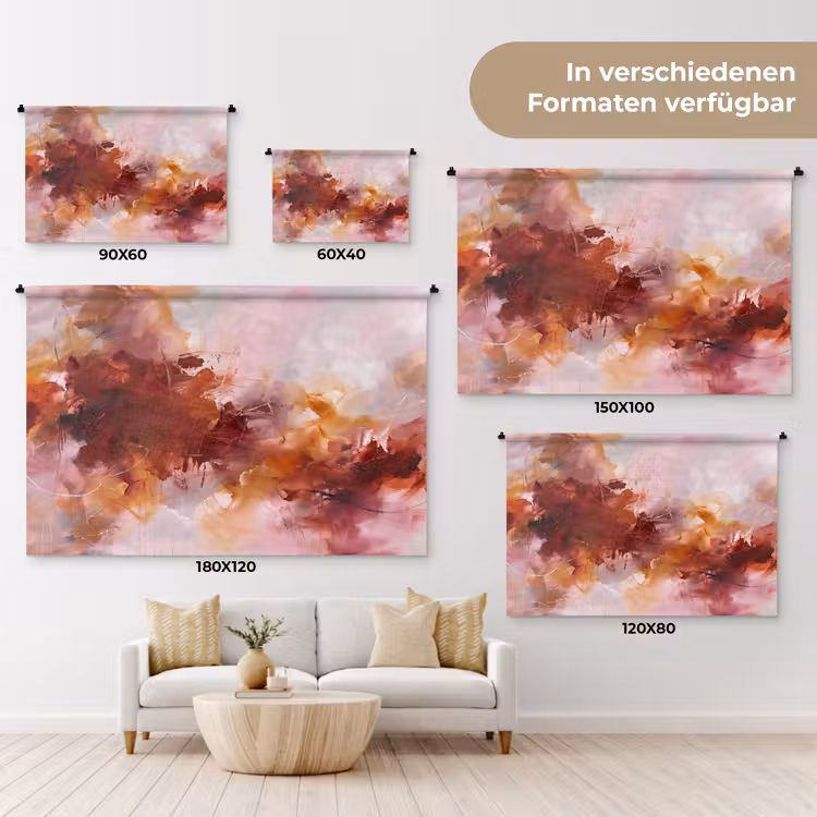 Abstract - Kleurrijk - Kunst - Modern - Roze-Rood Wandkleed katoen klein -tsfeer8_DE