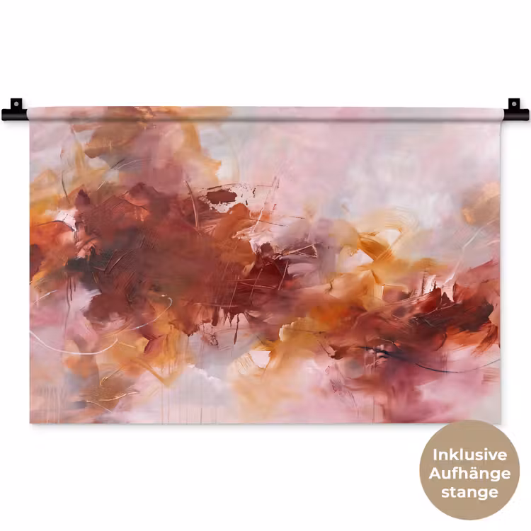 Abstract - Kleurrijk - Kunst - Modern - Roze-Rood Wandkleed katoen klein -t3d_DE