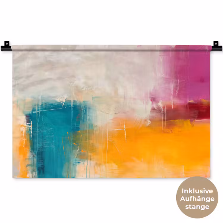 Abstract - Kleurrijk - Modern - Kunst - Oranje Wandkleed katoen klein -t3d_DE