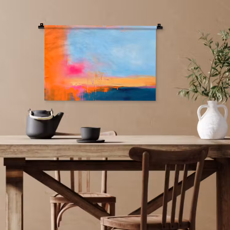 Abstract - Kleurvlakken - Modern - Oranje - Blauw Wandkleed katoen klein -sfeer6