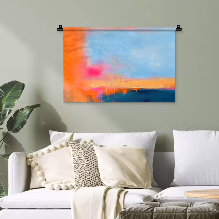 Abstract - Kleurvlakken - Modern - Oranje - Blauw Wandkleed katoen klein -sfeer7