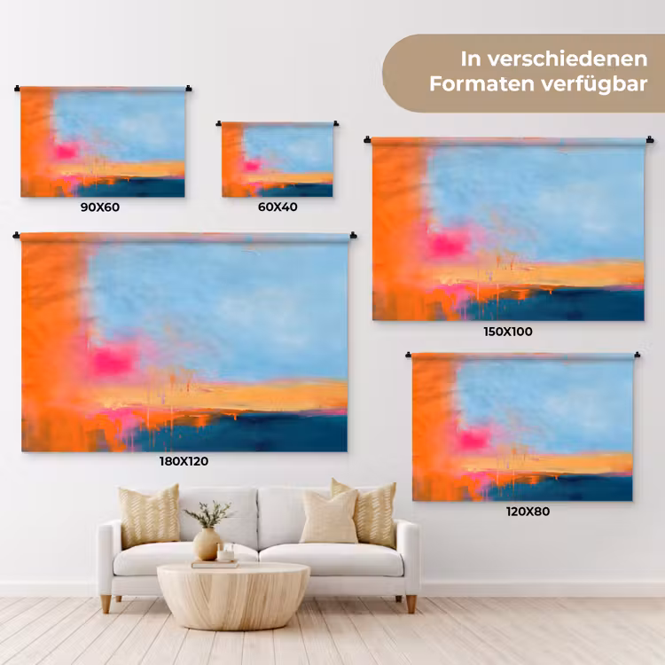 Abstract - Kleurvlakken - Modern - Oranje - Blauw Wandkleed katoen klein -tsfeer8_DE