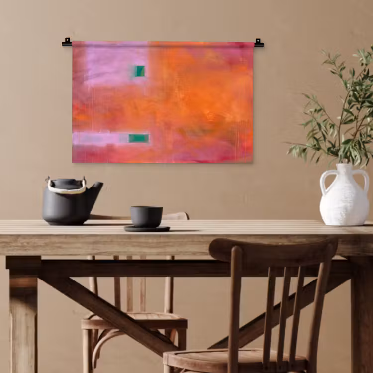 Abstract - Vlakken - Kunst - Modern - Oranje Wandkleed katoen klein -sfeer6