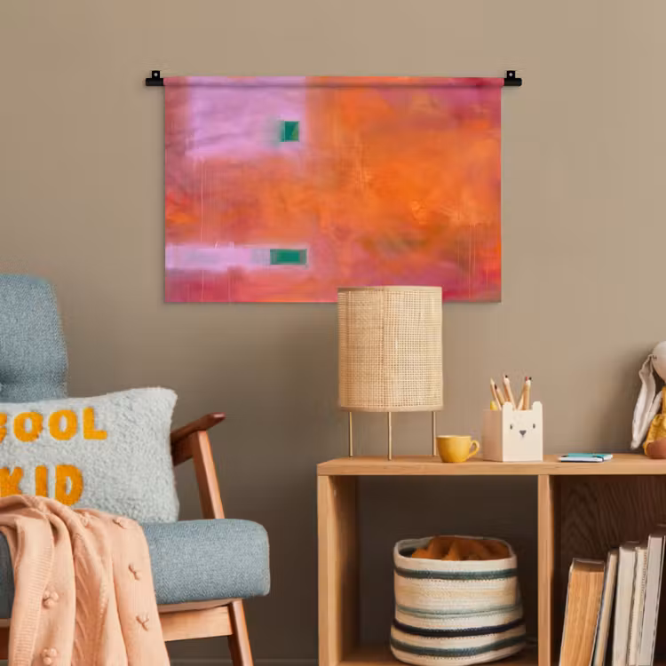 Abstract - Vlakken - Kunst - Modern - Oranje Wandkleed katoen klein -wsfeer4_kind