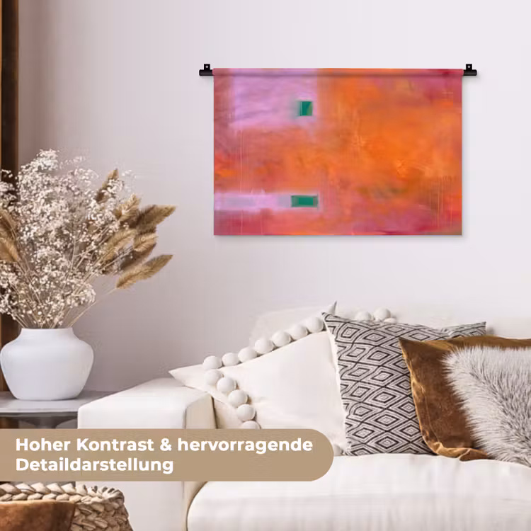 Abstract - Vlakken - Kunst - Modern - Oranje Wandkleed katoen klein -tsfeer1_DE
