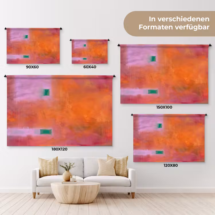Abstract - Vlakken - Kunst - Modern - Oranje Wandkleed katoen klein -tsfeer8_DE