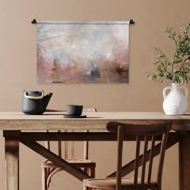 Abstract - Vloeiend - Kunst - Modern - Beige Wandkleed katoen klein -sfeer6