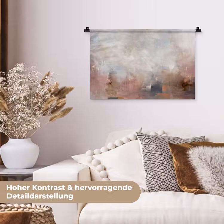 Abstract - Vloeiend - Kunst - Modern - Beige Wandkleed katoen klein -tsfeer1_DE