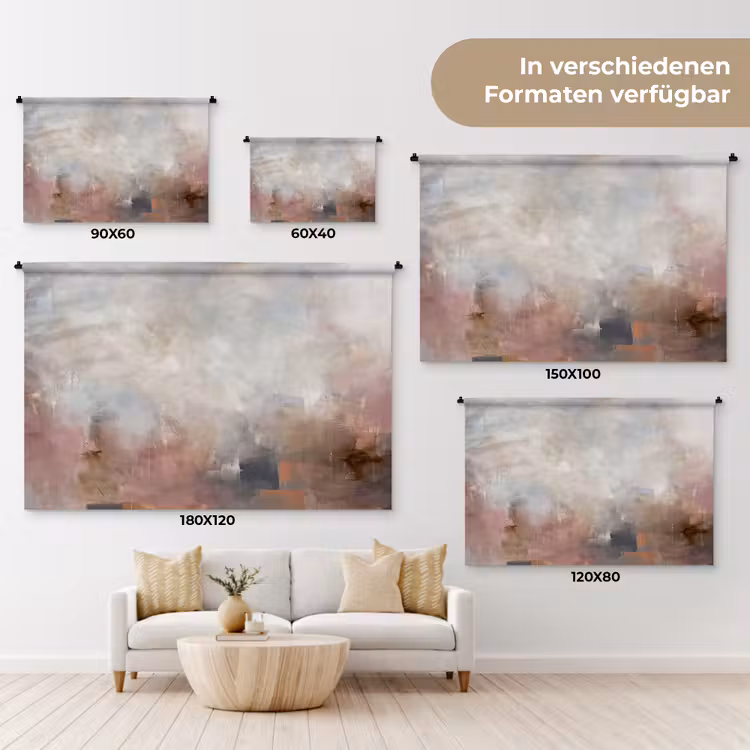 Abstract - Vloeiend - Kunst - Modern - Beige Wandkleed katoen klein -tsfeer8_DE