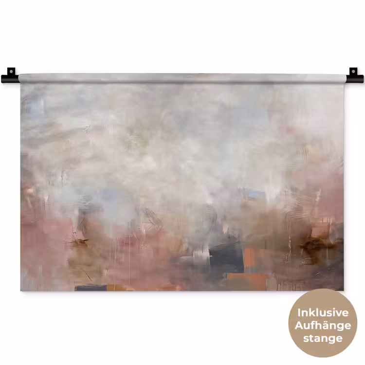Abstract - Vloeiend - Kunst - Modern - Beige Wandkleed katoen klein -t3d_DE