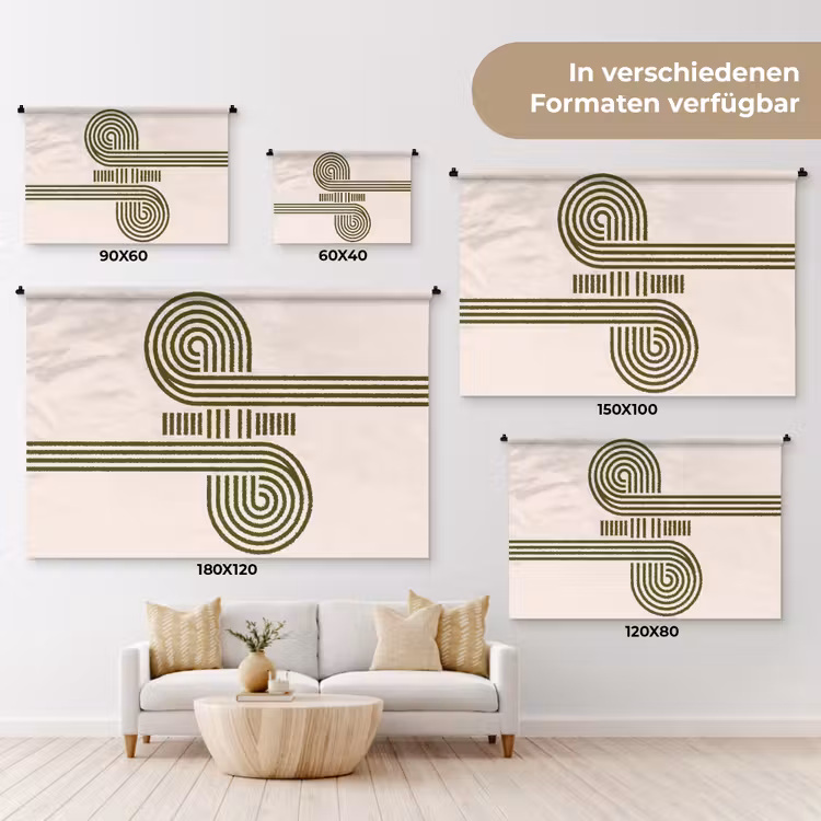 Abstract - Vormen - Modern - Groen Wandkleed katoen klein -tsfeer8_DE