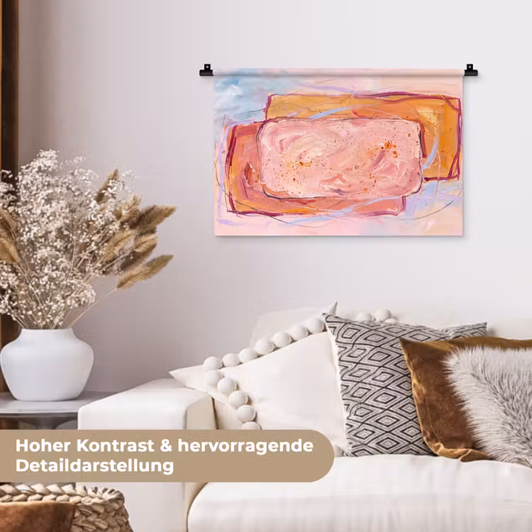Abstract - Vormen - Modern - Roze Wandkleed katoen klein -tsfeer1_DE