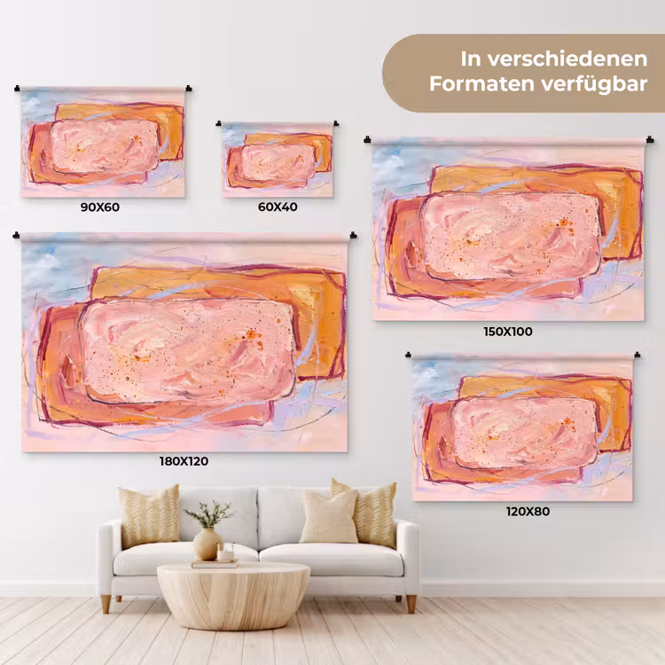 Abstract - Vormen - Modern - Roze Wandkleed katoen klein -tsfeer8_DE