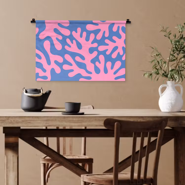 Abstract - Vormen - Roze - Blauw Wandkleed katoen klein -sfeer6