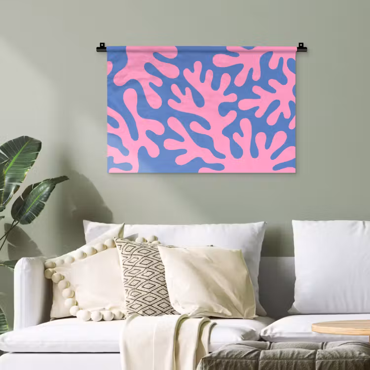 Abstract - Vormen - Roze - Blauw Wandkleed katoen klein -sfeer7