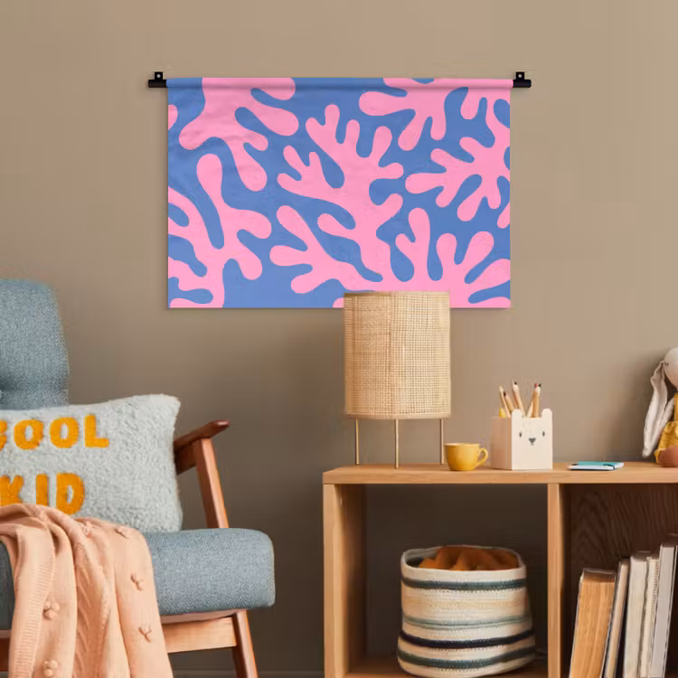 Abstract - Vormen - Roze - Blauw Wandkleed katoen klein -wsfeer4_kind