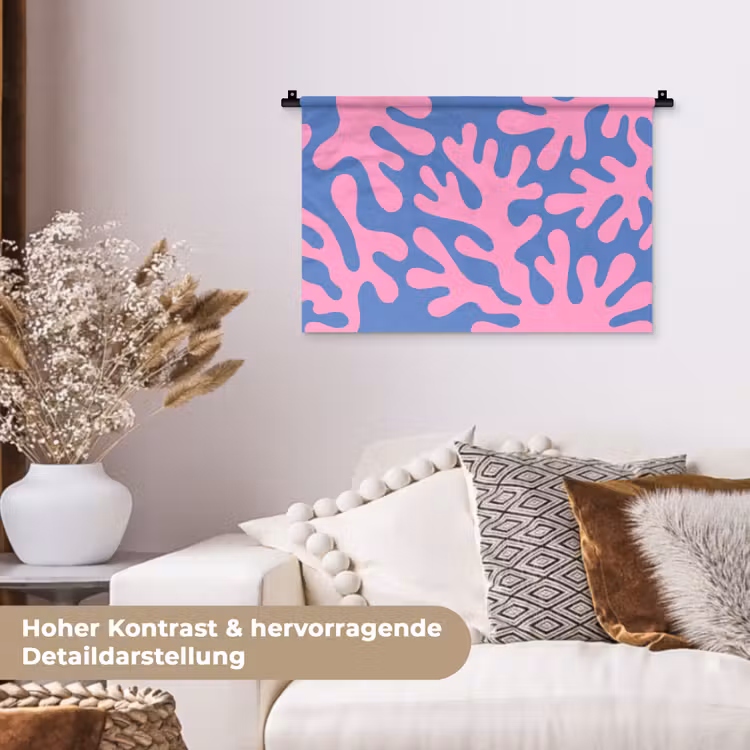 Abstract - Vormen - Roze - Blauw Wandkleed katoen klein -tsfeer1_DE