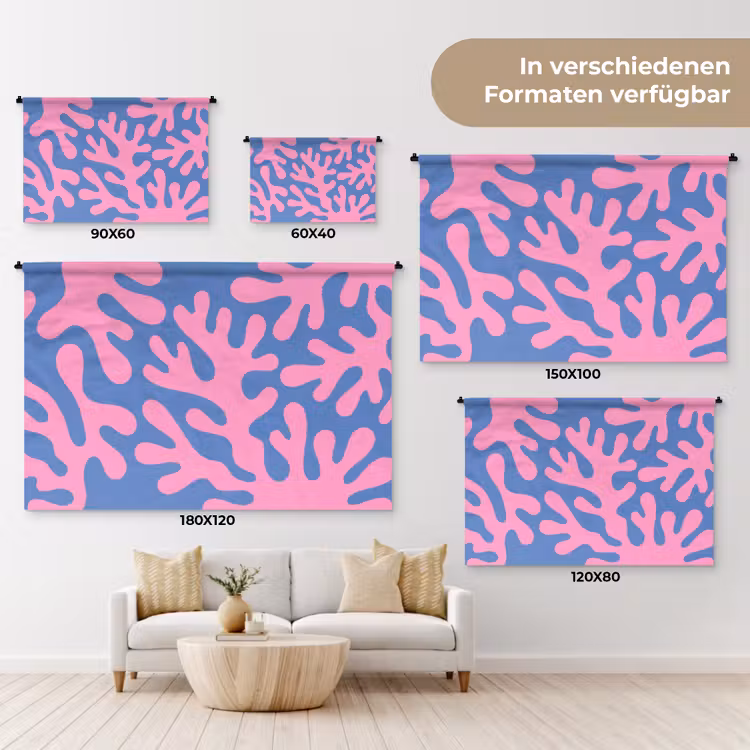 Abstract - Vormen - Roze - Blauw Wandkleed katoen klein -tsfeer8_DE
