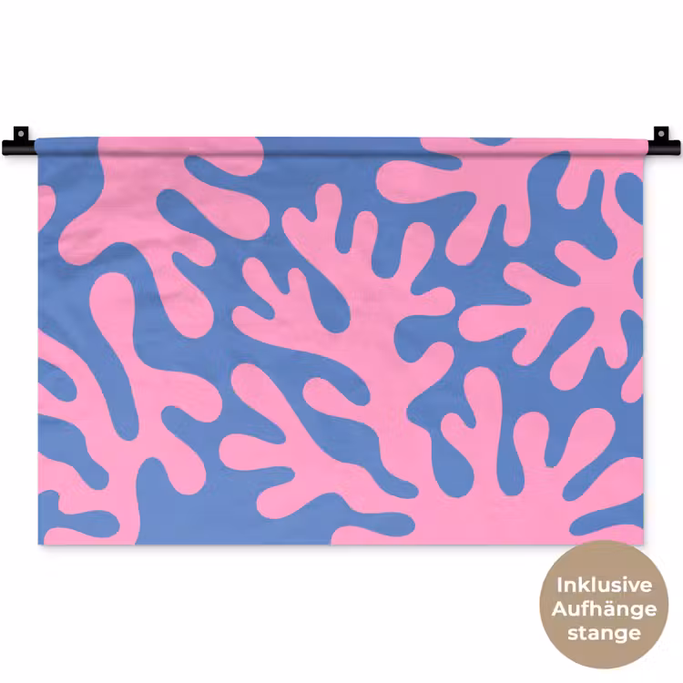 Abstract - Vormen - Roze - Blauw Wandkleed katoen klein -t3d_DE