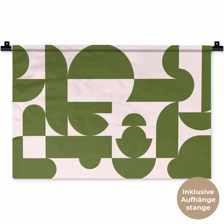 Abstract - Geometrie - Modern - Groen - Wit Wandkleed katoen klein -t3d_DE