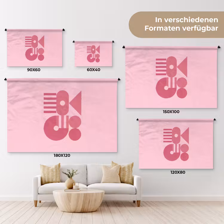 Abstract - Geometrisch - Vormen - Roze Wandkleed katoen klein -tsfeer8_DE