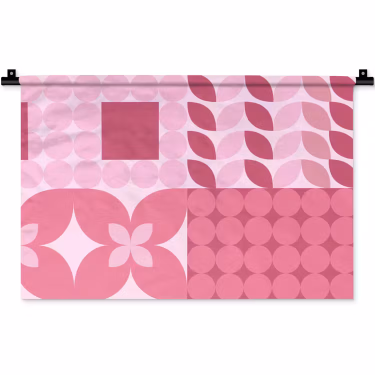 Abstract - Geometrisch - Patroon - Modern - Roze Wandkleed katoen klein -zz3d