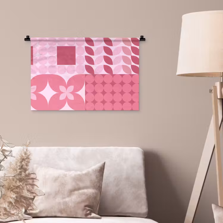 Abstract - Geometrisch - Patroon - Modern - Roze Wandkleed katoen klein -sfeer4