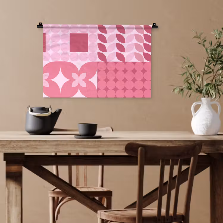 Abstract - Geometrisch - Patroon - Modern - Roze Wandkleed katoen klein -sfeer6