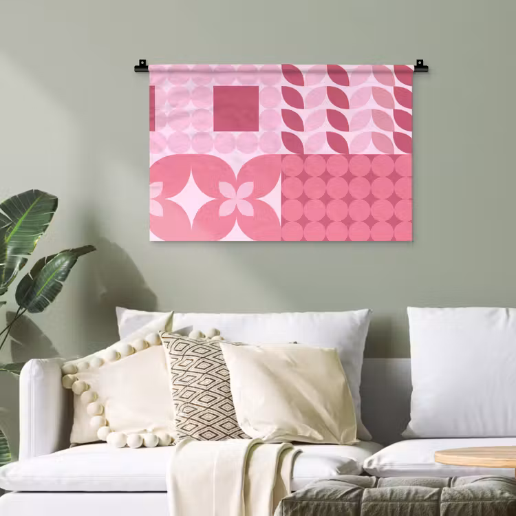 Abstract - Geometrisch - Patroon - Modern - Roze Wandkleed katoen klein -sfeer7