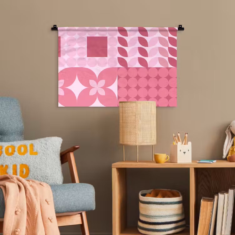 Abstract - Geometrisch - Patroon - Modern - Roze Wandkleed katoen klein -wsfeer4_kind