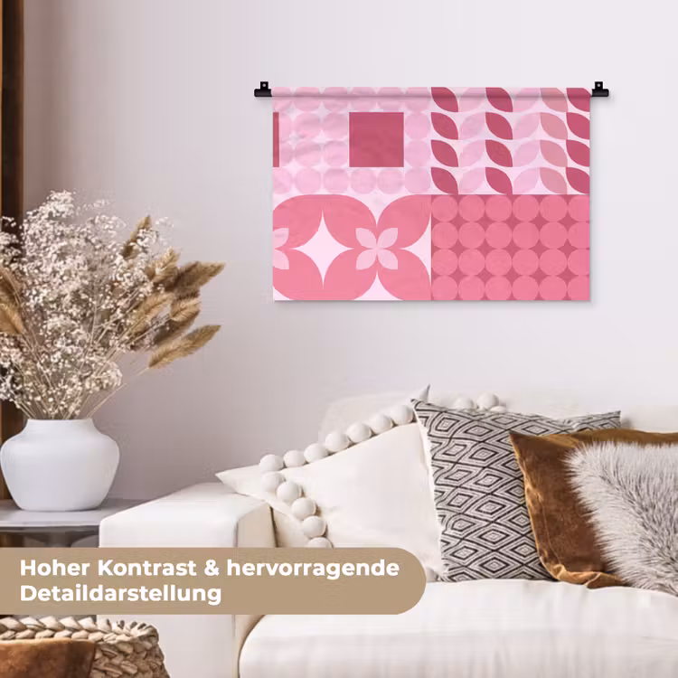 Abstract - Geometrisch - Patroon - Modern - Roze Wandkleed katoen klein -tsfeer1_DE