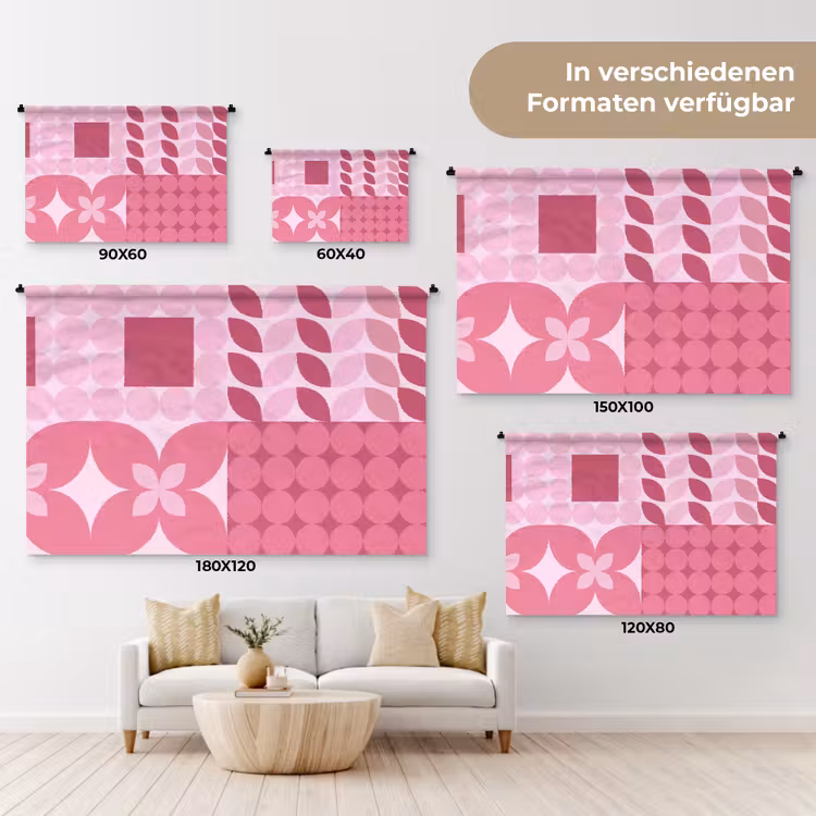 Abstract - Geometrisch - Patroon - Modern - Roze Wandkleed katoen klein -tsfeer8_DE