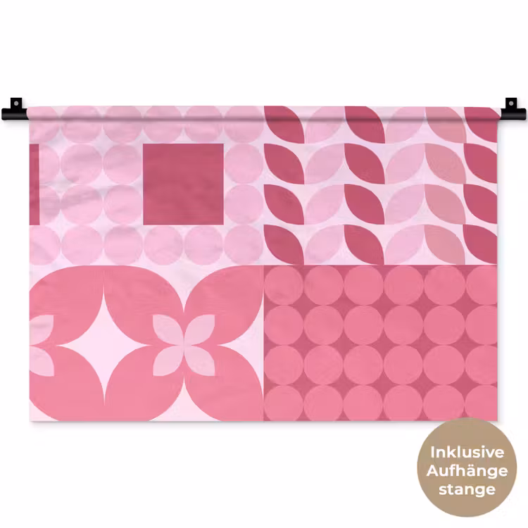 Abstract - Geometrisch - Patroon - Modern - Roze Wandkleed katoen klein -t3d_DE
