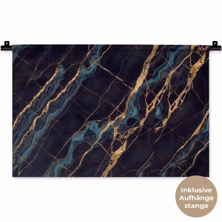 Abstract - Gouden lijnen - Kunst - Modern - Zwart Wandkleed katoen klein -t3d_DE