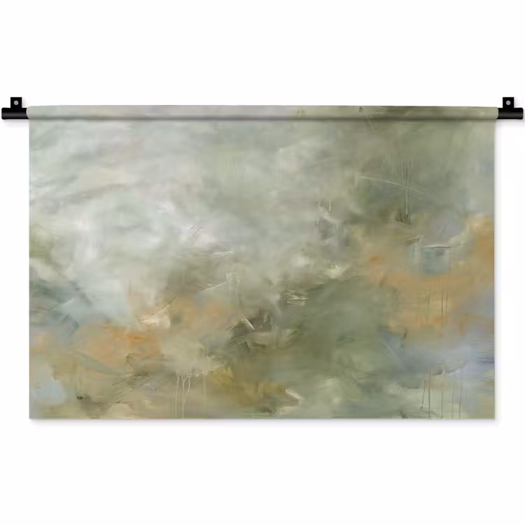 Abstract - Groen - Beige - Modern - Kunst Wandkleed katoen klein -zz3d