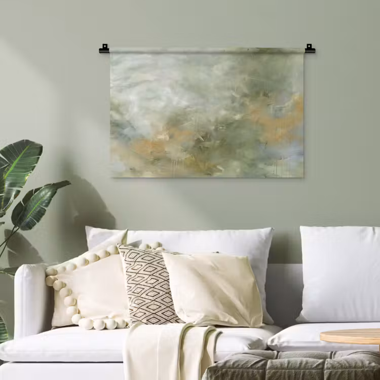 Abstract - Groen - Beige - Modern - Kunst Wandkleed katoen klein -sfeer7
