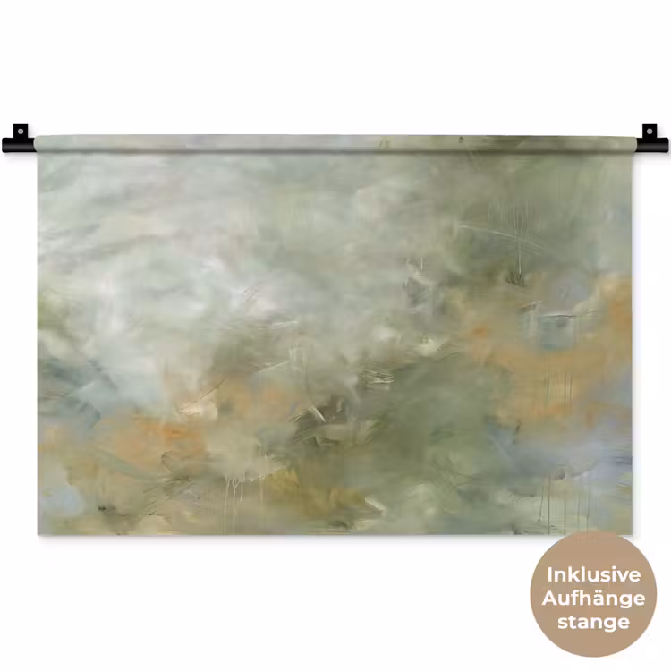 Abstract - Groen - Beige - Modern - Kunst Wandkleed katoen klein -t3d_DE
