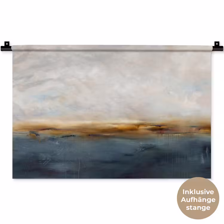 Abstract - Horizon - Water - Modern - Beige Wandkleed katoen klein -t3d_DE