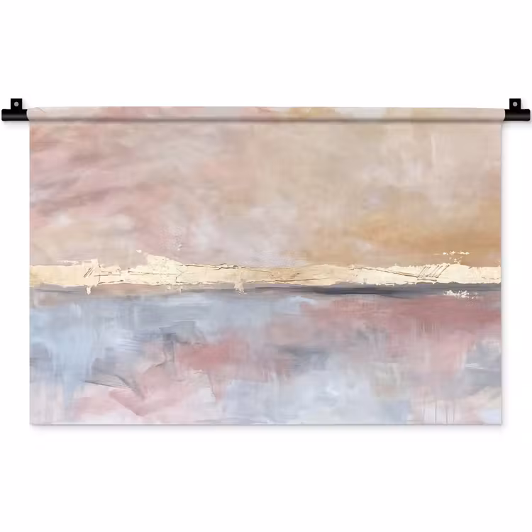 Abstract - Horizontaal - Kunst - Roze - Goud Wandkleed katoen klein -zz3d