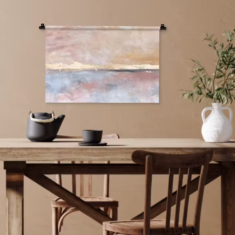 Abstract - Horizontaal - Kunst - Roze - Goud Wandkleed katoen klein -sfeer6