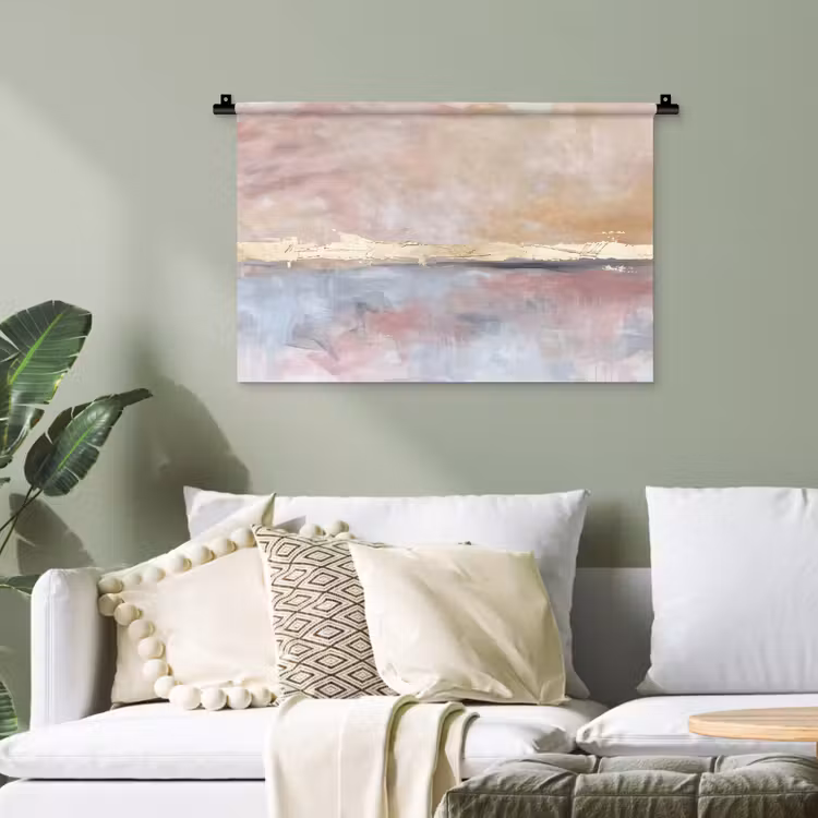 Abstract - Horizontaal - Kunst - Roze - Goud Wandkleed katoen klein -sfeer7