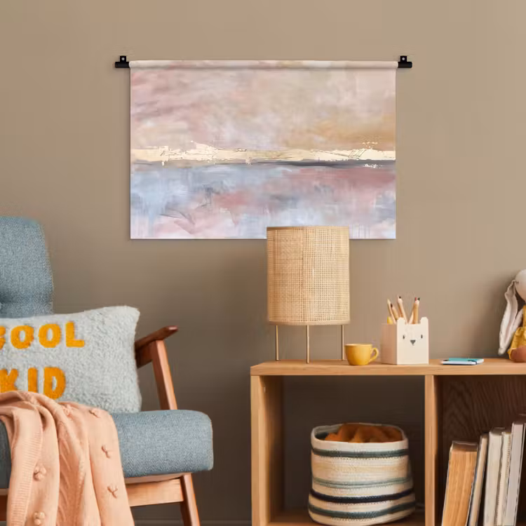 Abstract - Horizontaal - Kunst - Roze - Goud Wandkleed katoen klein -wsfeer4_kind